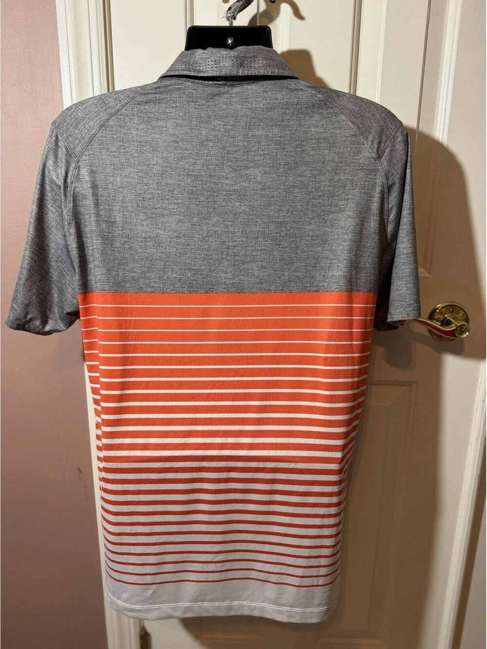 Nike Golf Tiger Woods Collection Polo Shirt Mens Medium Gray Orange Dri Fit